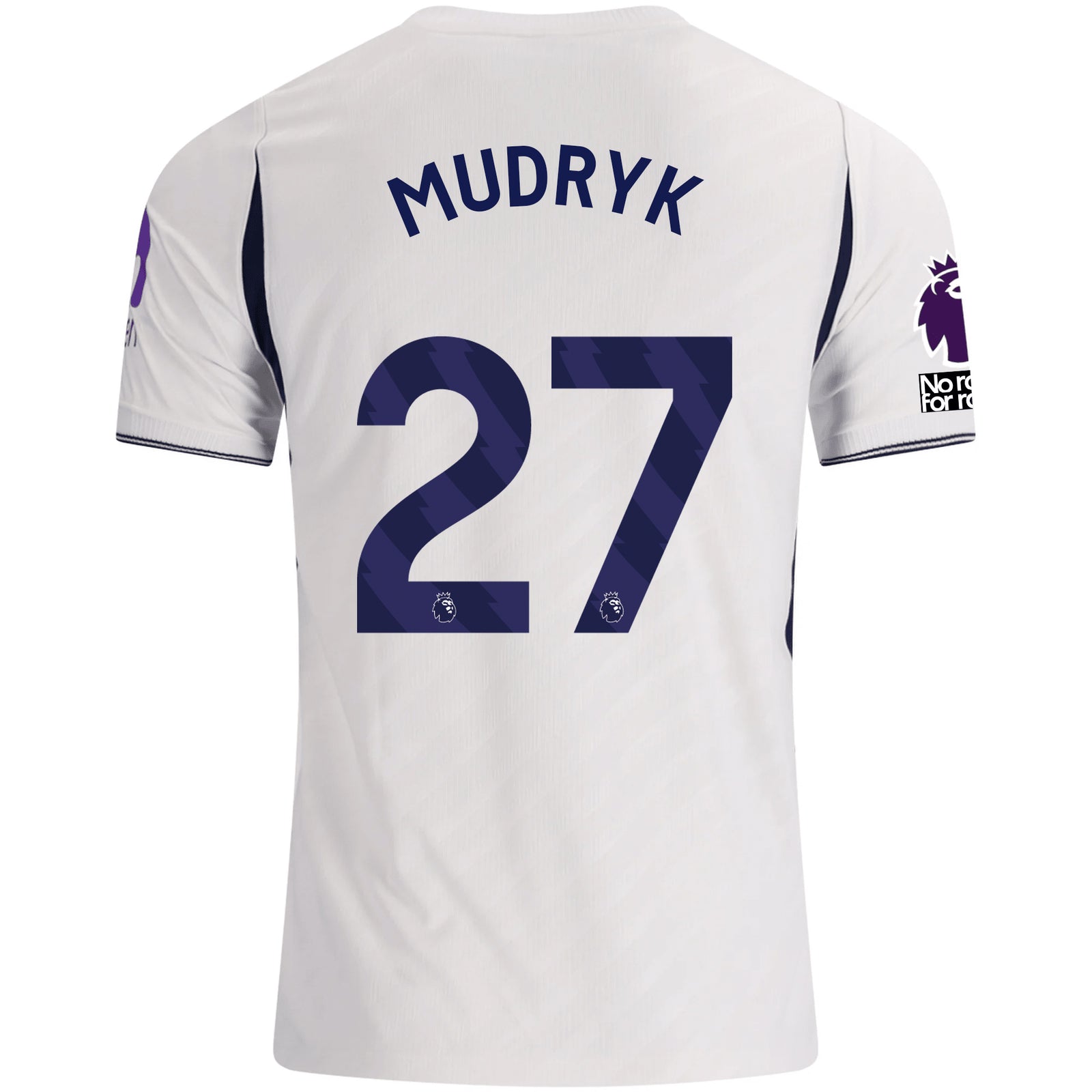 Nike Mens Tottenham Hotspur Mykhailo Mudryk Home Jersey w/ EPL + No Room For Racism 26/27 (White)