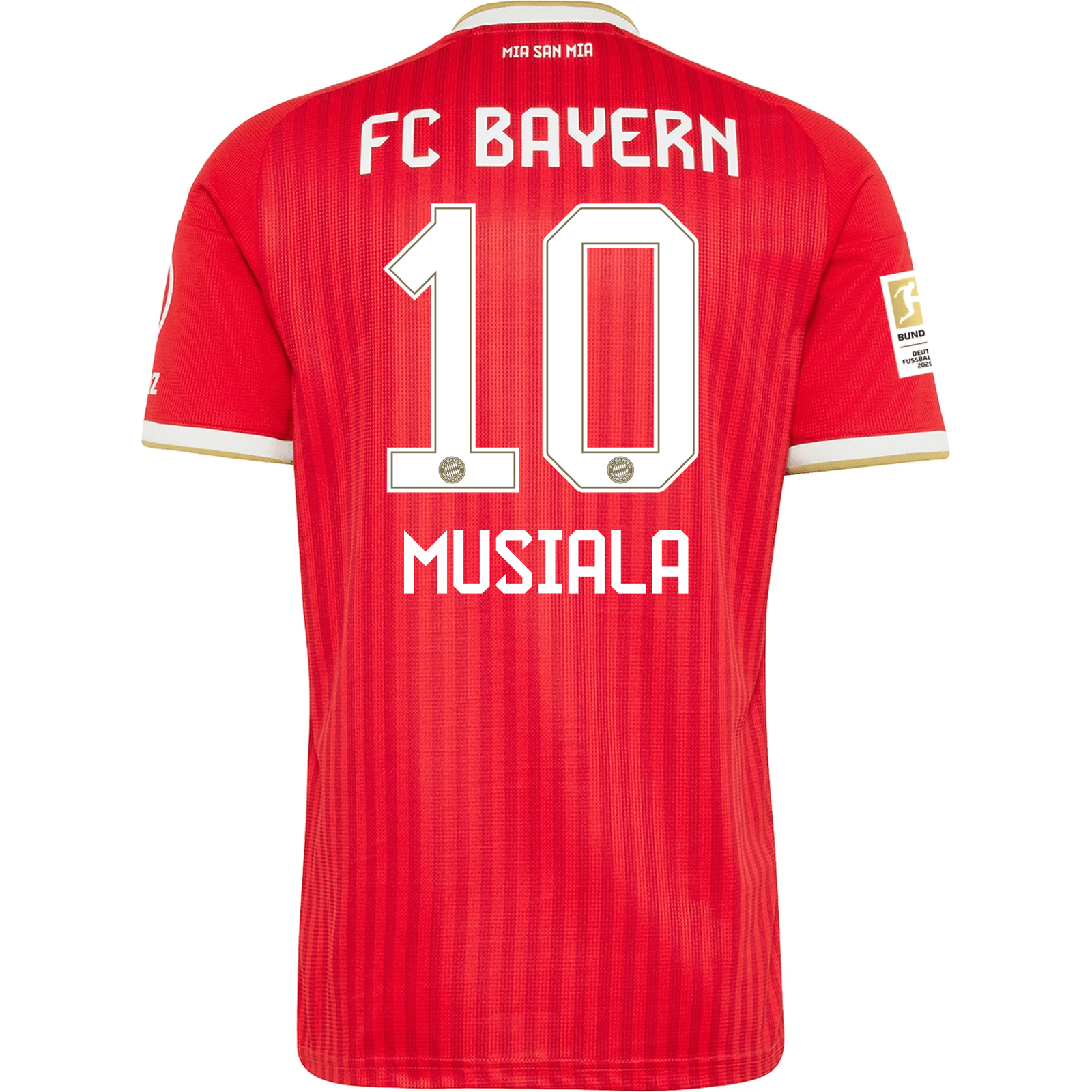 adidas Mens Bayern Munich Jamal Musiala Home Jersey w/ Bundesliga Champion Patch 26/27 (Red)