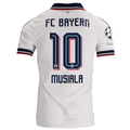 adidas Mens Bayern Munich Jamal Musiala Away Jersey w/ Champions League Patches 26/27 (White)