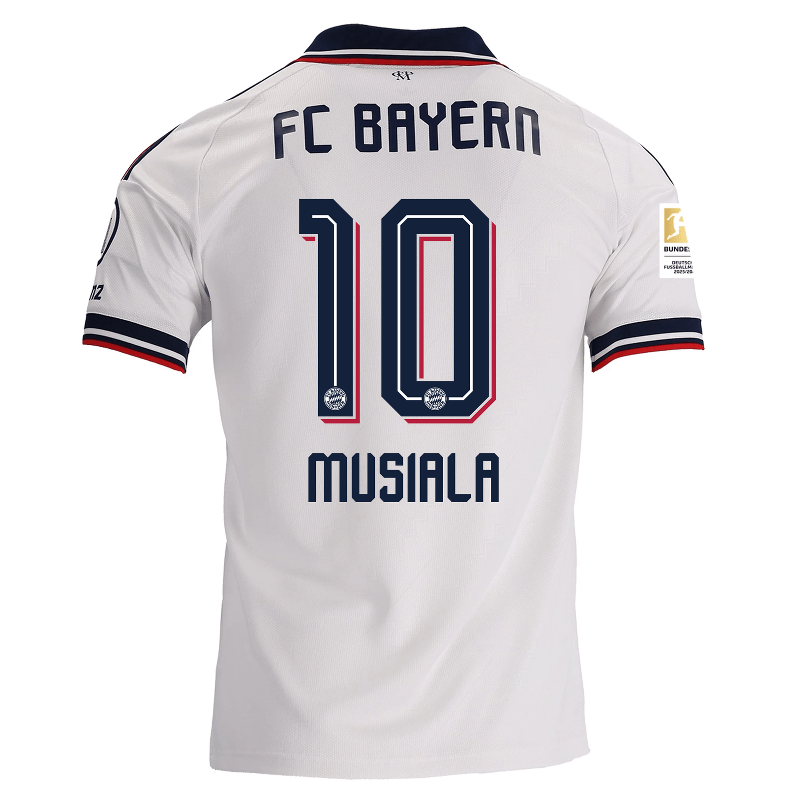 adidas Mens Bayern Munich Ismael Saibari Away Jersey w/ Bundesliga Champion Patch 26/27 (White)