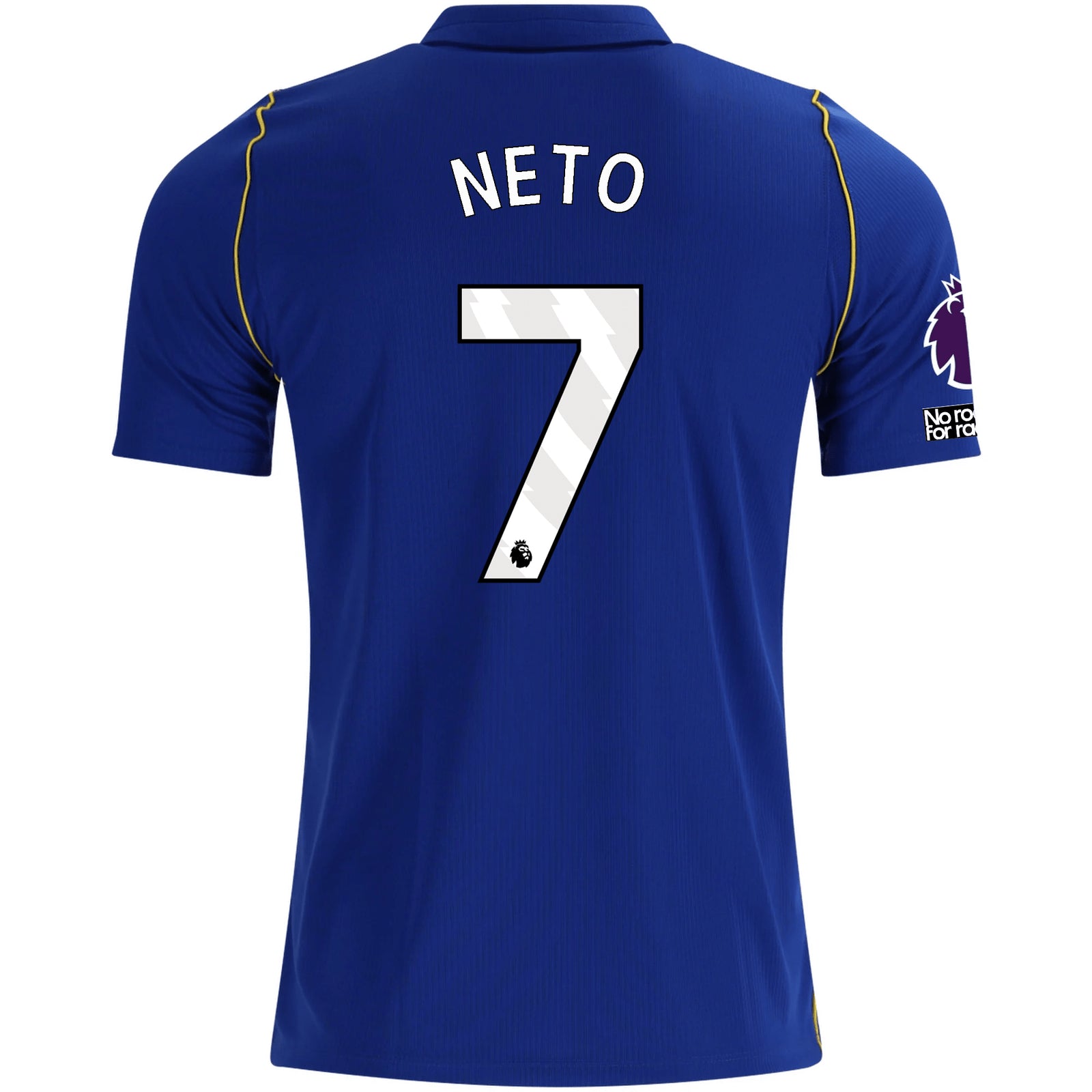 Nike Mens Chelsea FC Pedro Neto Home Jersey w/ EPL + No Room For Racism + Club World Cup Champion Patches 26/27 (Bright Royal/Gold)