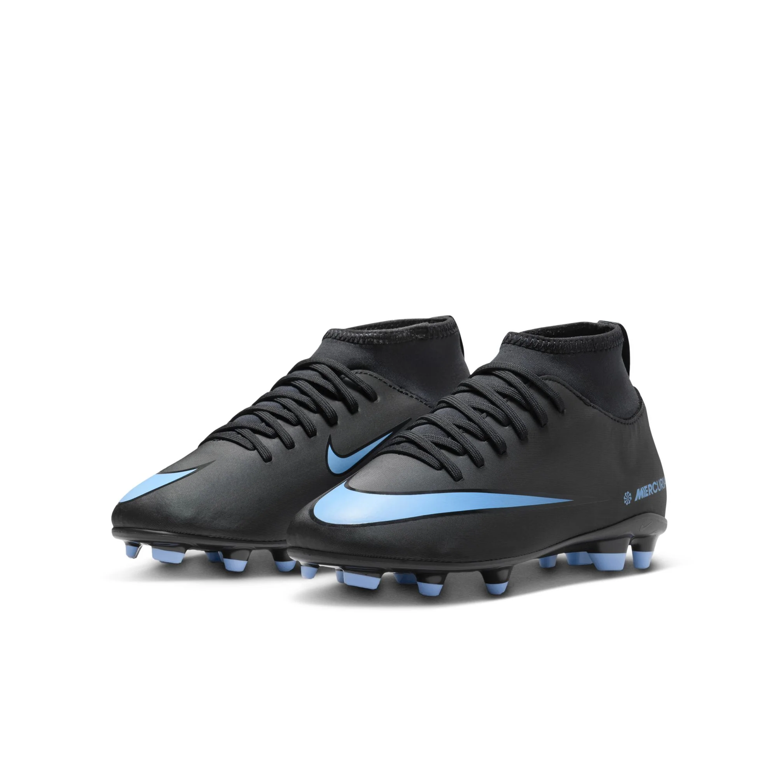 Nike Jr. Superfly 10 Club Firm Ground/Multi-Ground Soccer Cleats (Black/Ice Blue)