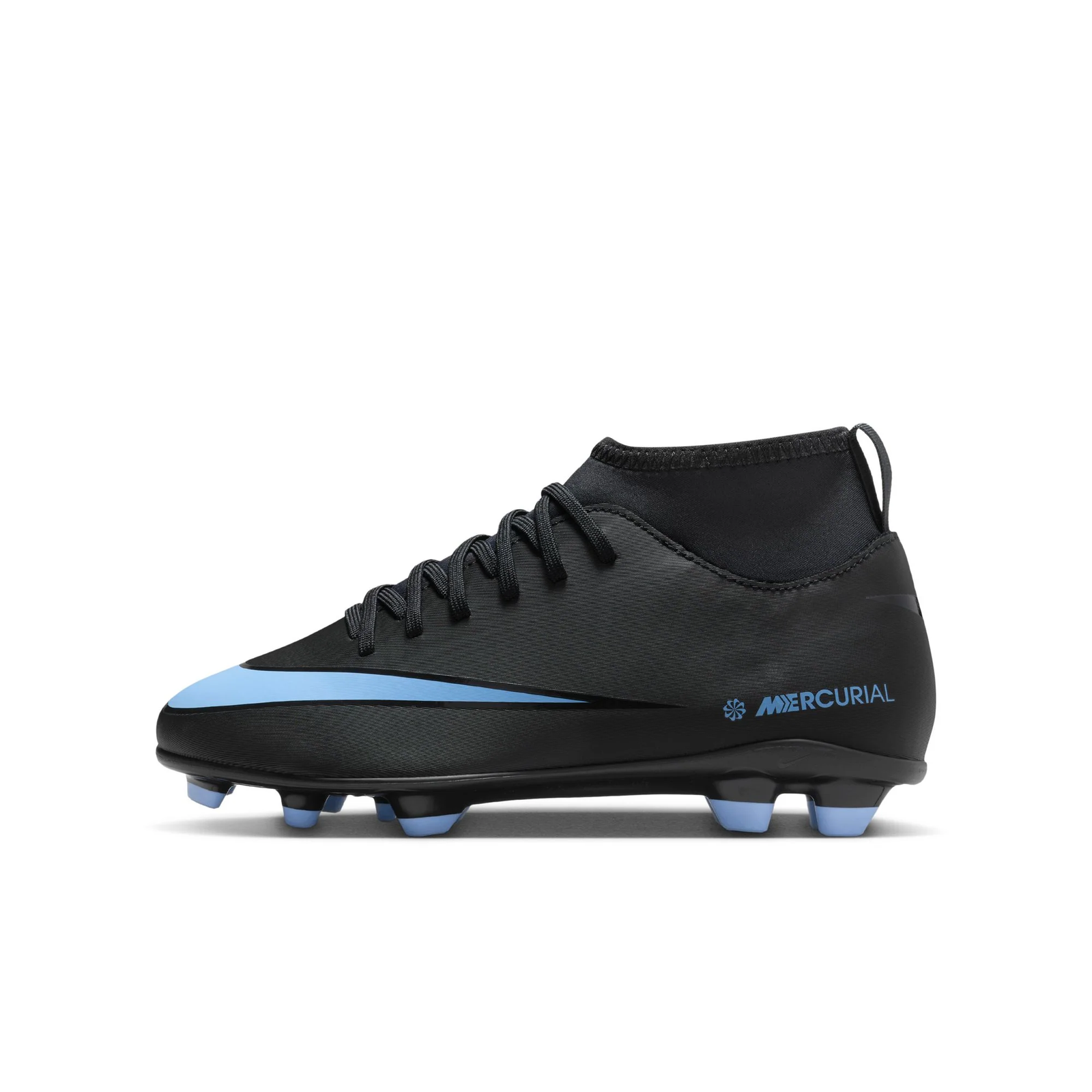 Nike Jr. Superfly 10 Club Firm Ground/Multi-Ground Soccer Cleats (Black/Ice Blue)