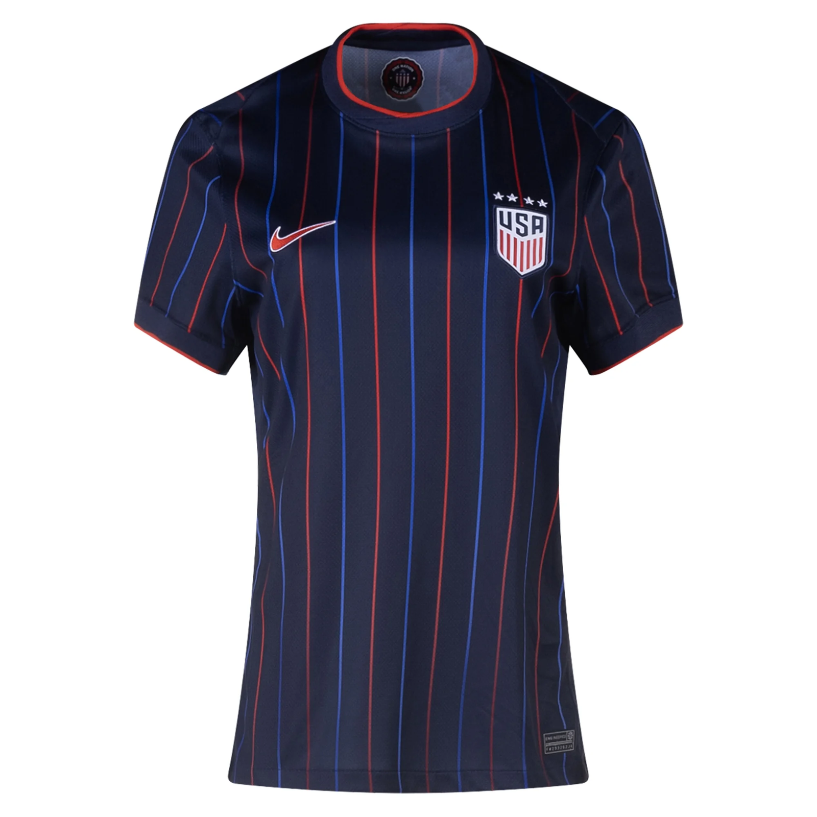 Nike Womens USA 25/26 Away 4 Star Jersey (Obsidian/Challenge Red)