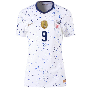 Nike Womens United States Savannah Demelo 4 Star Authentic Match Home Jersey 23/24 w/ 2019 World Cup Champions Patch (White/Loyal Blue)