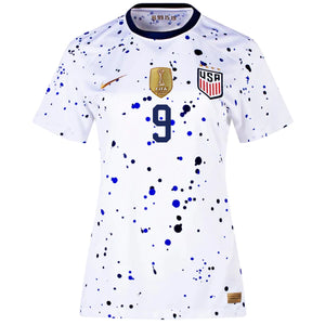 Nike Womens United States Savannah Demelo 4 Star Home Jersey 23/24 w/ 2019 World Cup Champion Patch (White/Loyal Blue)