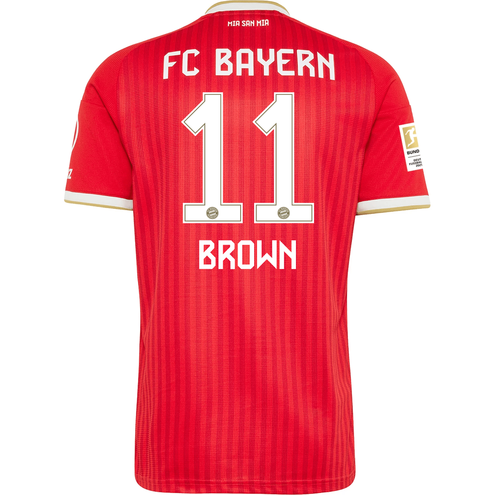 adidas Mens Bayern Munich Nathaniel Brown Home Jersey w/ Bundesliga Champion Patch 26/27 (Red)