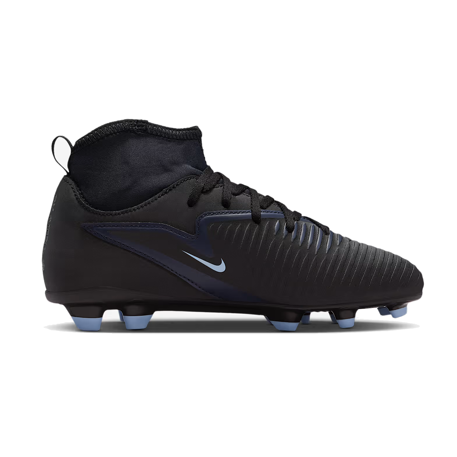 Nike Jr. Phantom 6 High Club Firm Ground/Ground Soccer Cleats (Black/Black)