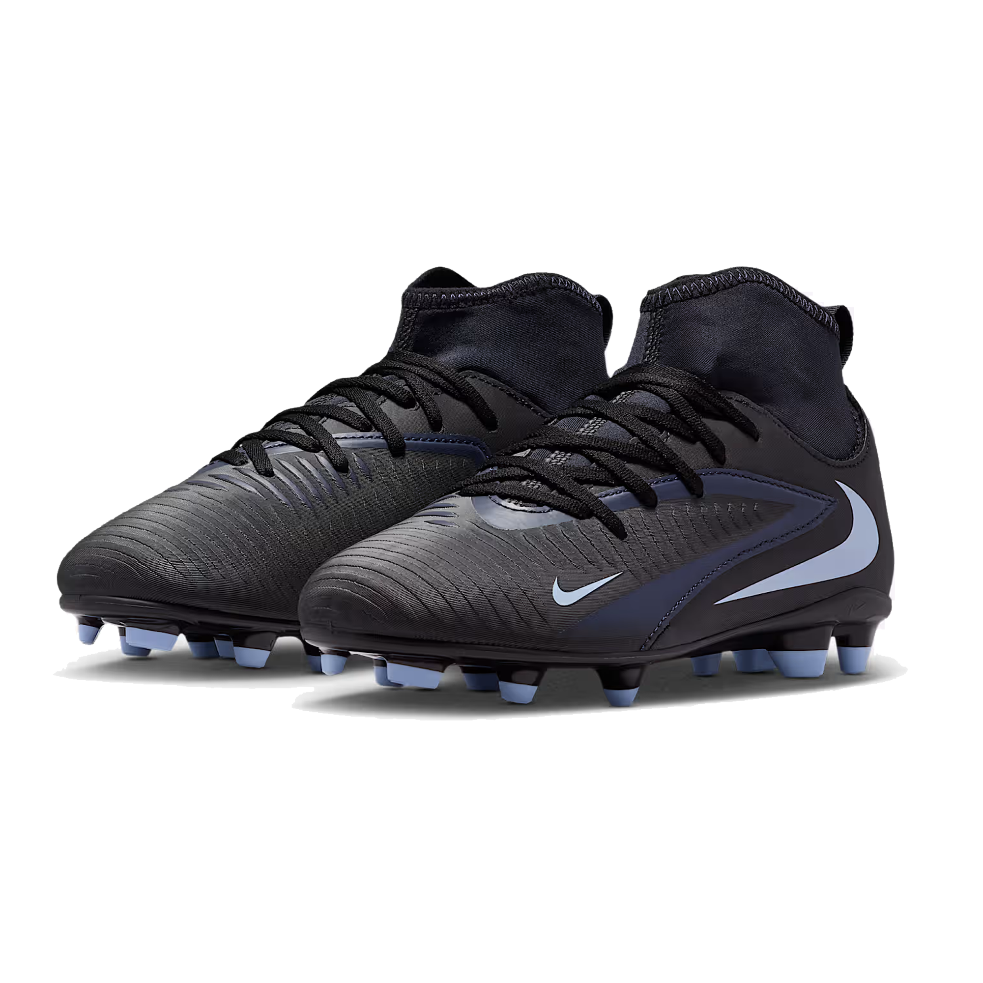 Nike Jr. Phantom 6 High Club Firm Ground/Ground Soccer Cleats (Black/Black)