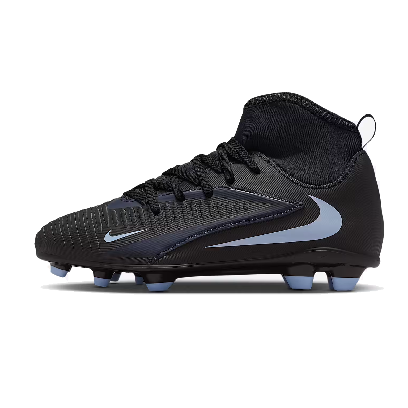 Nike Jr. Phantom 6 High Club Firm Ground/Ground Soccer Cleats (Black/Black)