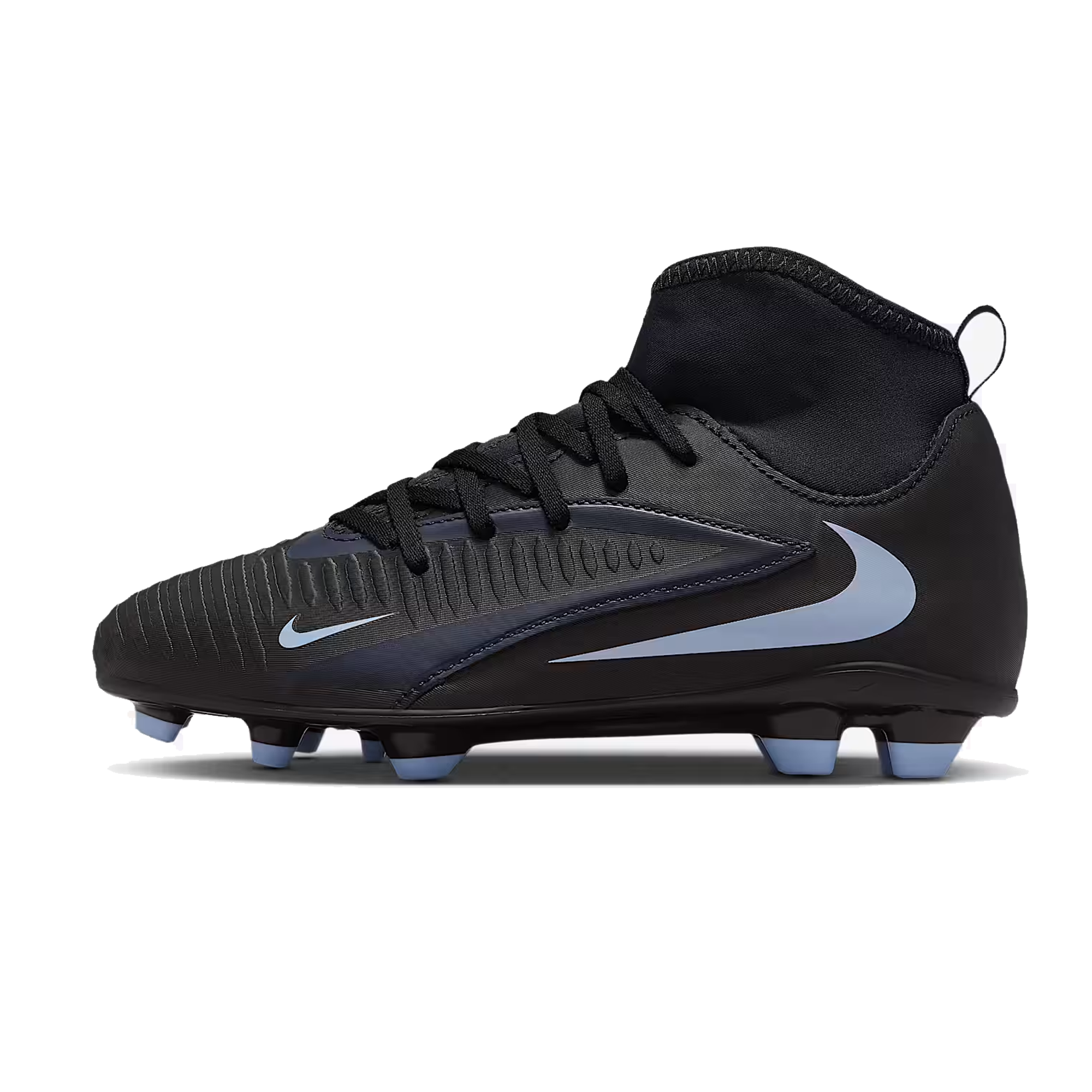 Nike Jr. Phantom 6 High Club Firm Ground/Ground Soccer Cleats (Black/Black)