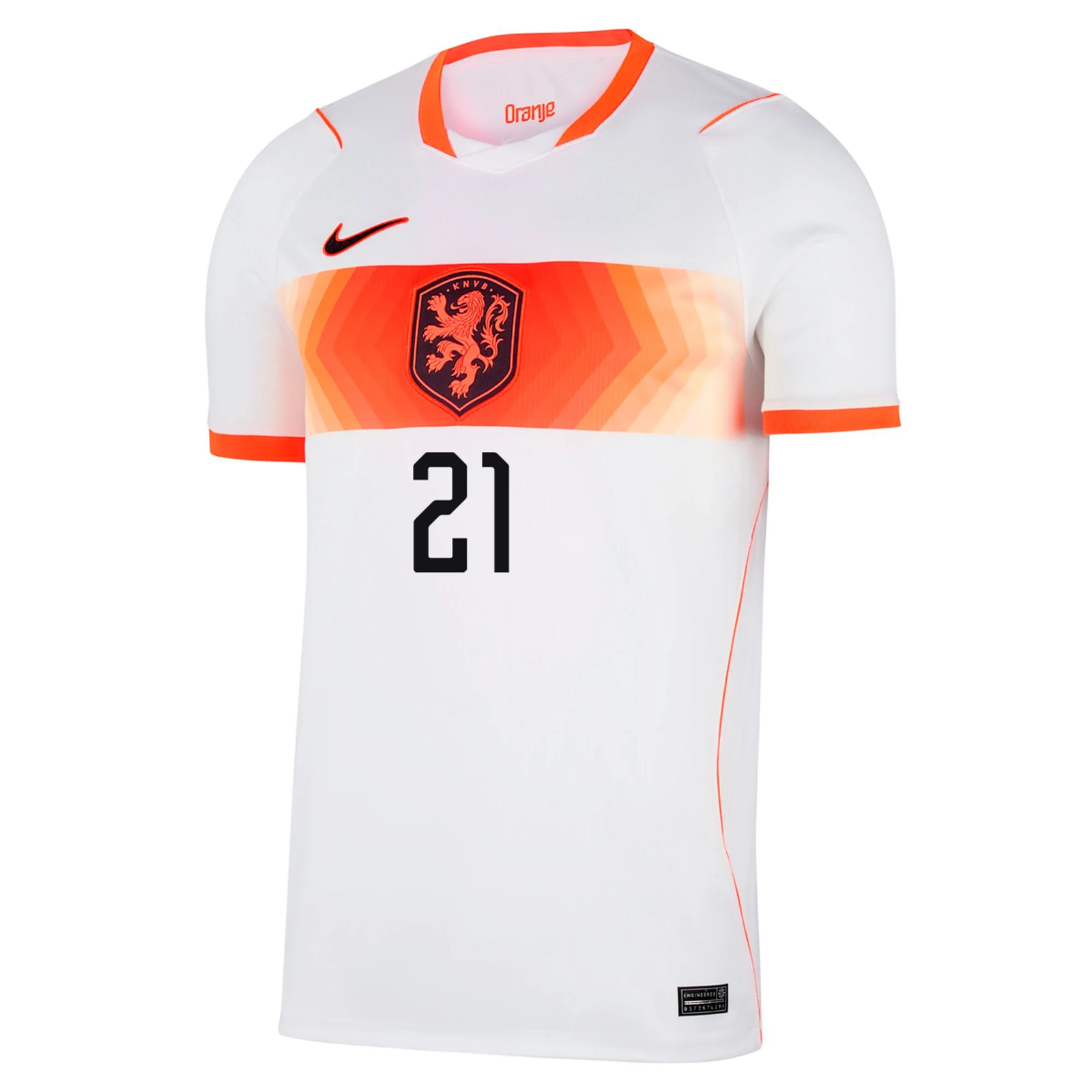Nike Mens Netherlands Frenkie De Jong Away Jersey 2026 (White/Hyper Crimson)