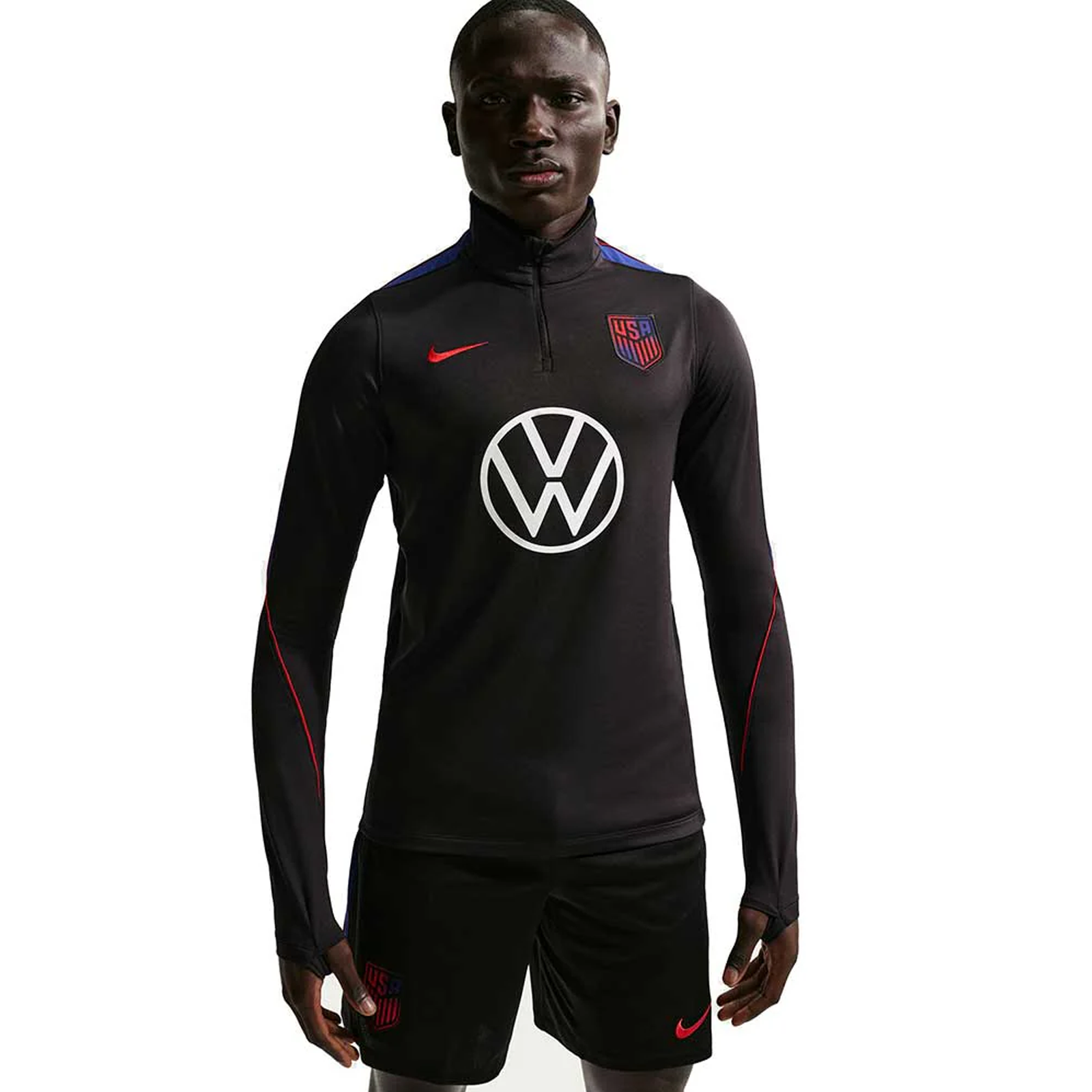 Nike Mens United States Strike Drill Top Jacket 2026 (Black/Challege Red)