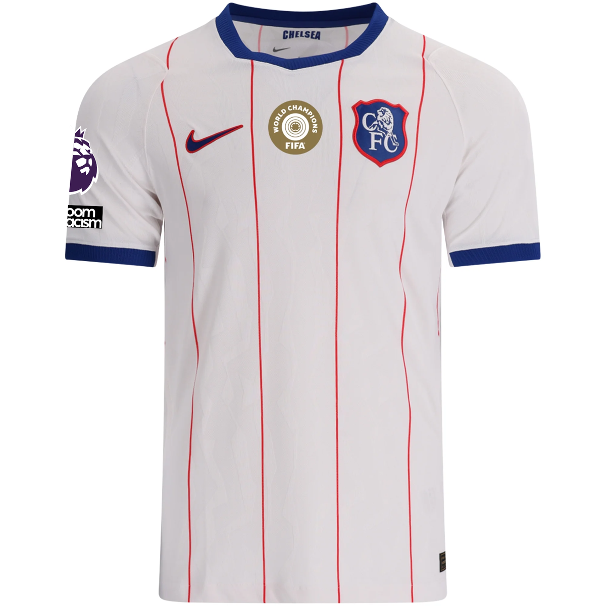 Nike Mens Chelsea Match Authentic Third Jersey w/ Club World Cup + EPL + No Room For Racism Patches 26/27 (White/Rush Blue/Red)