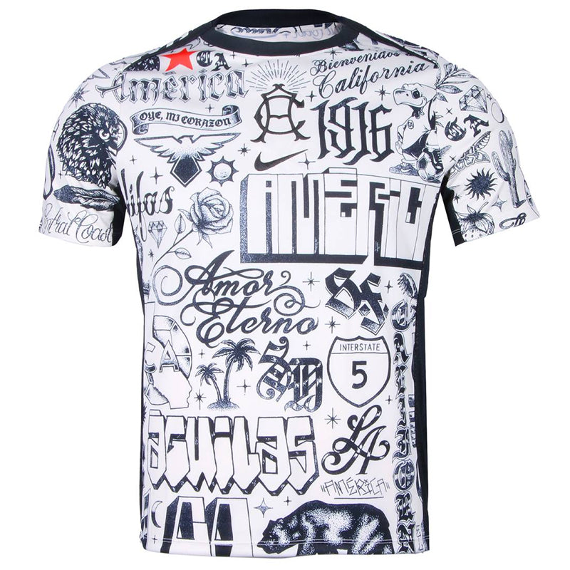 Nike Club America California Prematch Soccer Jersey (LT Orewood White/Black)