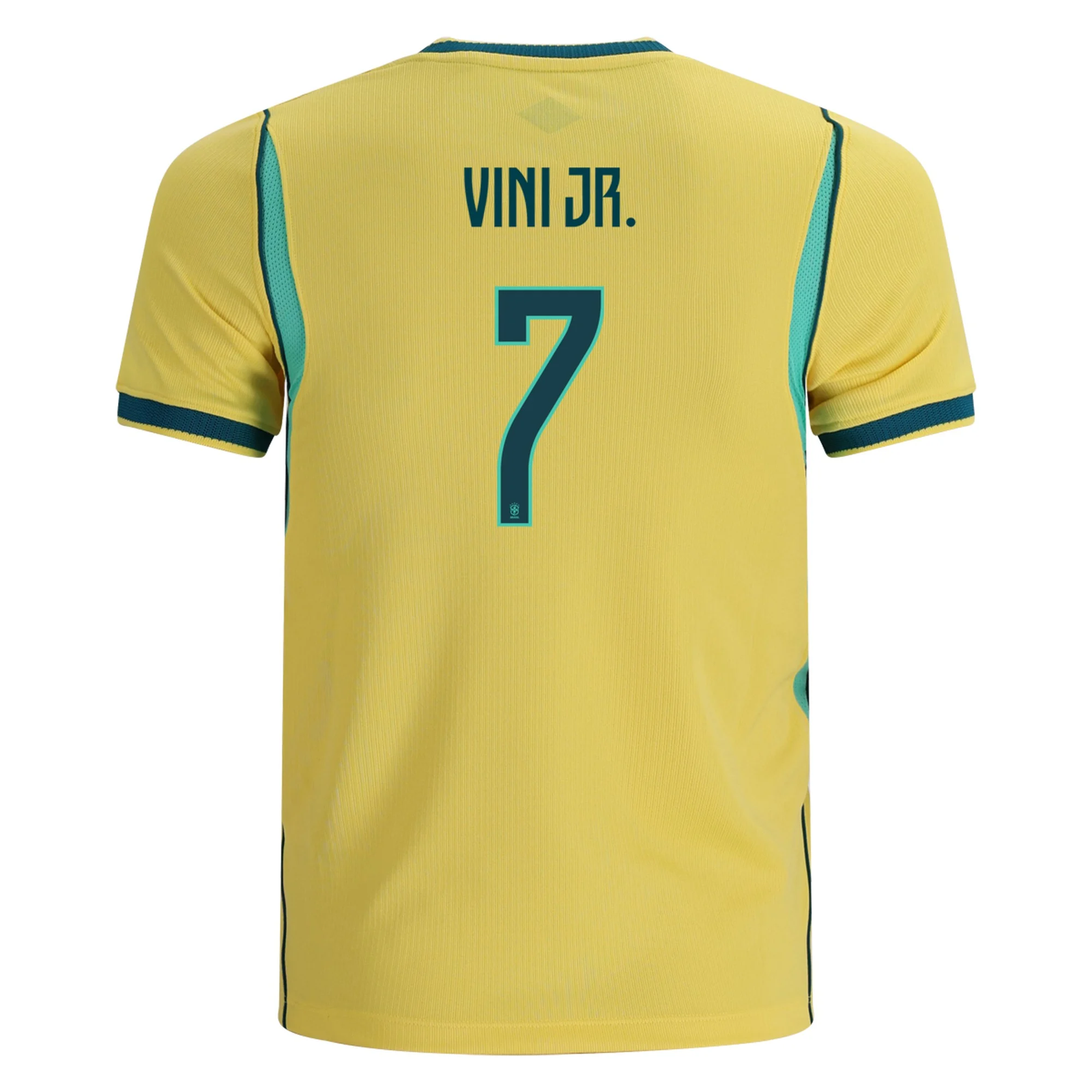 Nike Youth Brazil Vini Jr. Home Stadium Jersey 2026 (Yellow Canary/Teal)