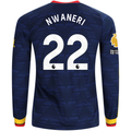 adidas Mens Arsenal Ethan Nwaneri Long Sleeve Away Jersey w/ EPL + No Room For Racism Patches 26/27 (Navy/Yelllow)
