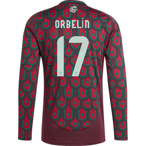 adidas Mens Mexico Orbelín Pineda Home Long Sleeve Jersey 24/25 (Multicolor)