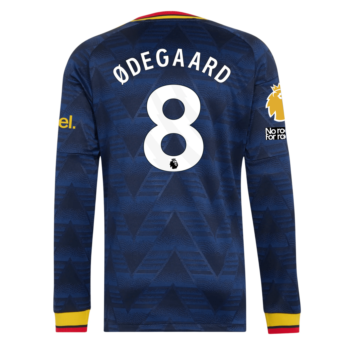 adidas Mens Arsenal Martin Odegaard Long Sleeve Authentic Away Jersey w/ EPL + No Room For Racism Patches 26/27 (Navy)