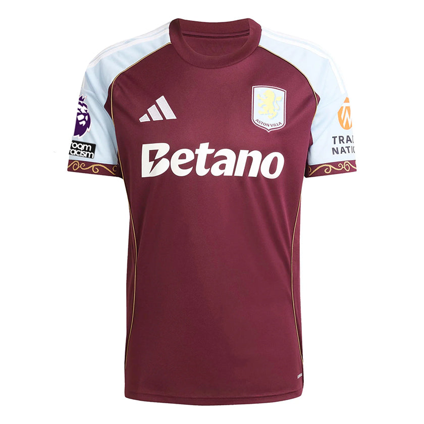 adidas Elliott Men's Aston Villa Home Jersey 25/26 w/ NRFR + EPL Patches (Maroon/Blue)