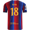 Nike Mens FC Barcelona Dani Olmo Home Jersey w/ Champions League Patches 26/27 (Deep Garnet/Blue Void)