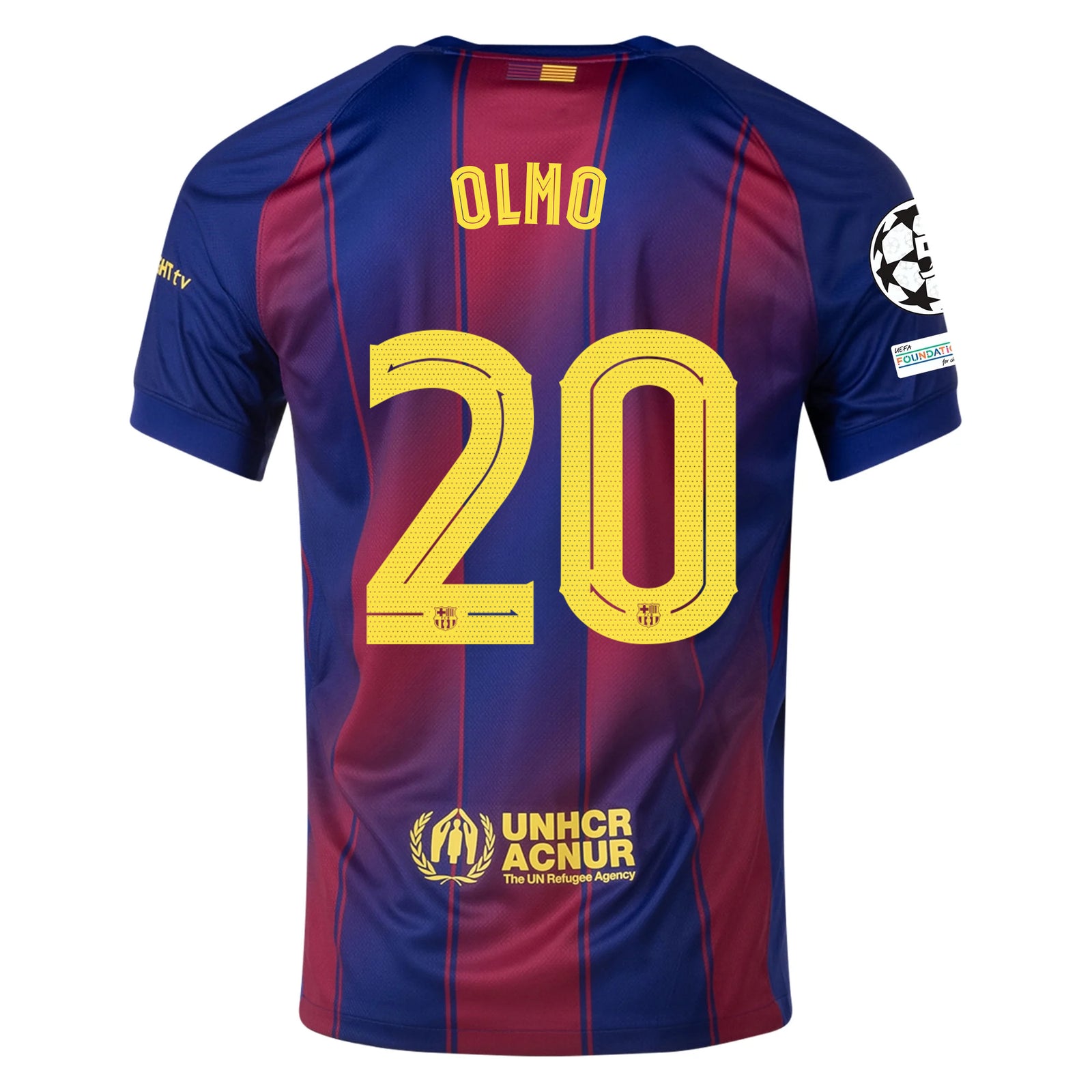 Nike Olmo FC Barcelona Home Jersey 25/26 w/ Champions League Patches (Deep Royal Blue/Midwest Gold)