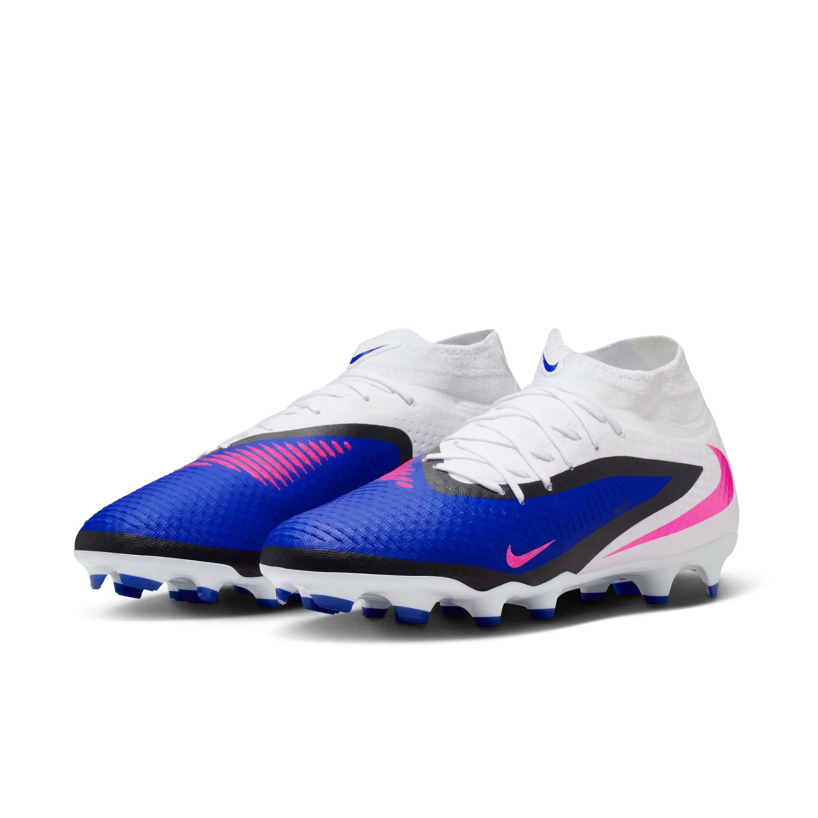 Nike Phantom 6 High Academy FG/MG Soccer Cleats (Racer Blue/Pink Blast/White)