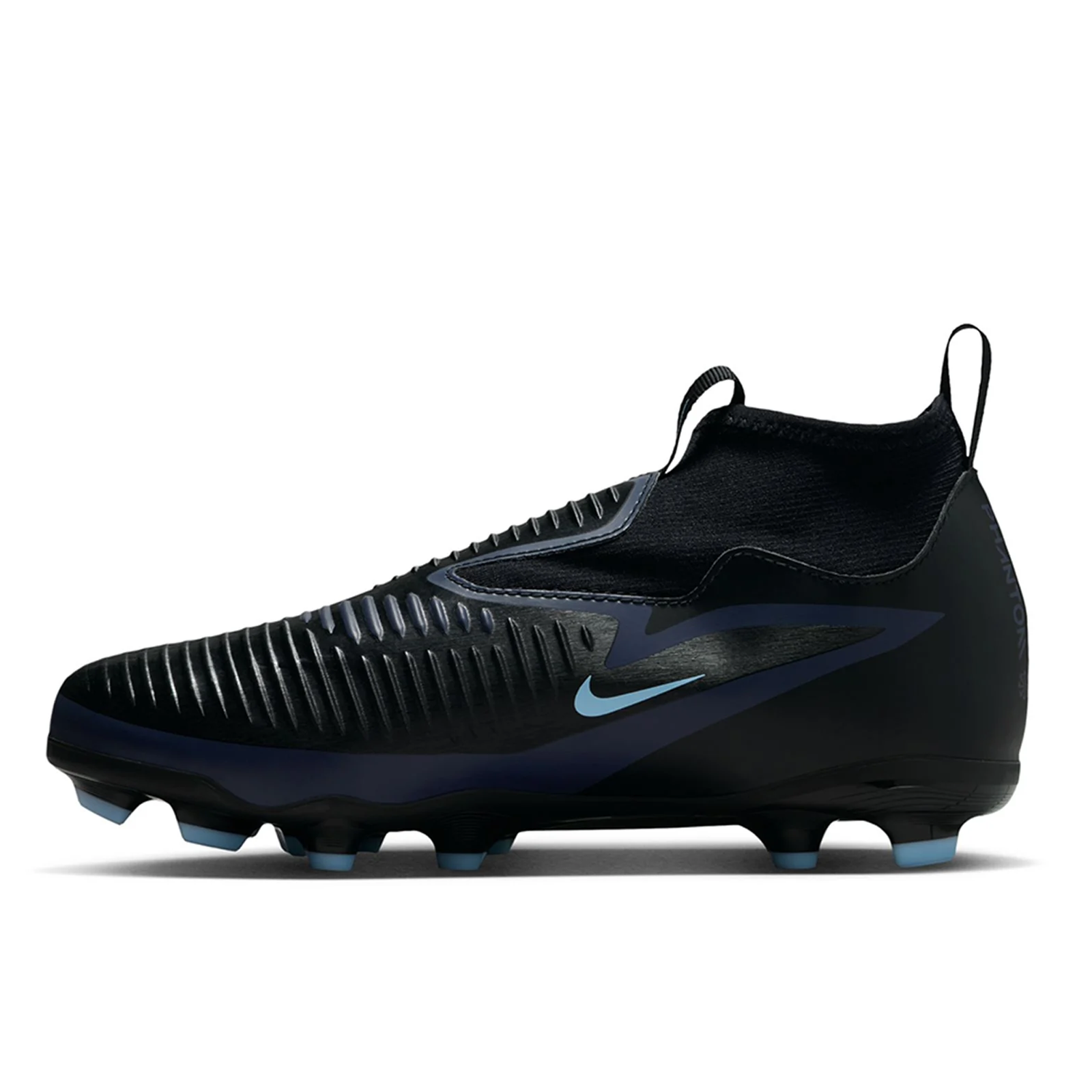 Nike Jr Phantom 6 High Academy FG/MG Soccer Cleats (Black/Ice Blue)