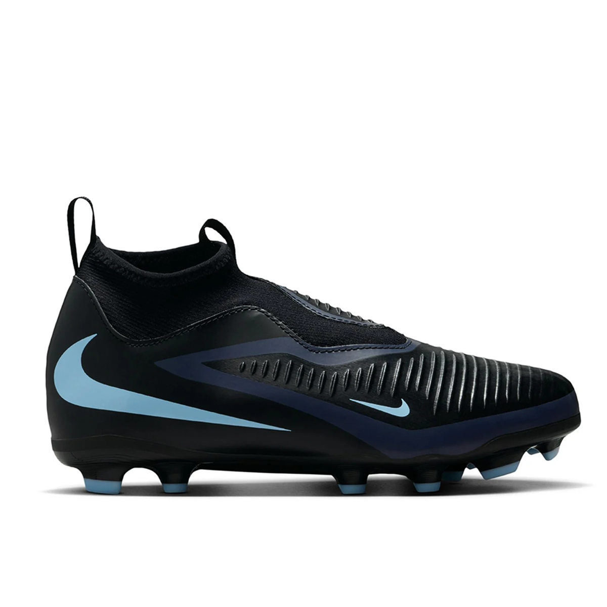 Nike Jr Phantom 6 High Academy FG/MG Soccer Cleats (Black/Ice Blue)