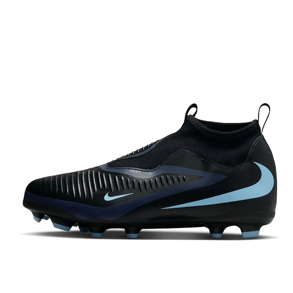Nike Jr Phantom 6 High Academy FG/MG Soccer Cleats (Black/Ice Blue)