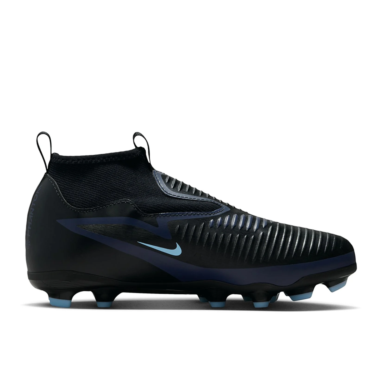 Nike Jr Phantom 6 High Academy FG/MG Soccer Cleats (Black/Ice Blue)