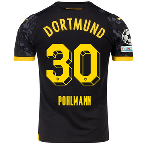 Puma Borussia Dortmund Ole Pohlmann Away Jersey w/ Champions League Patches 23/24 (Puma Black/Cyber Yellow)