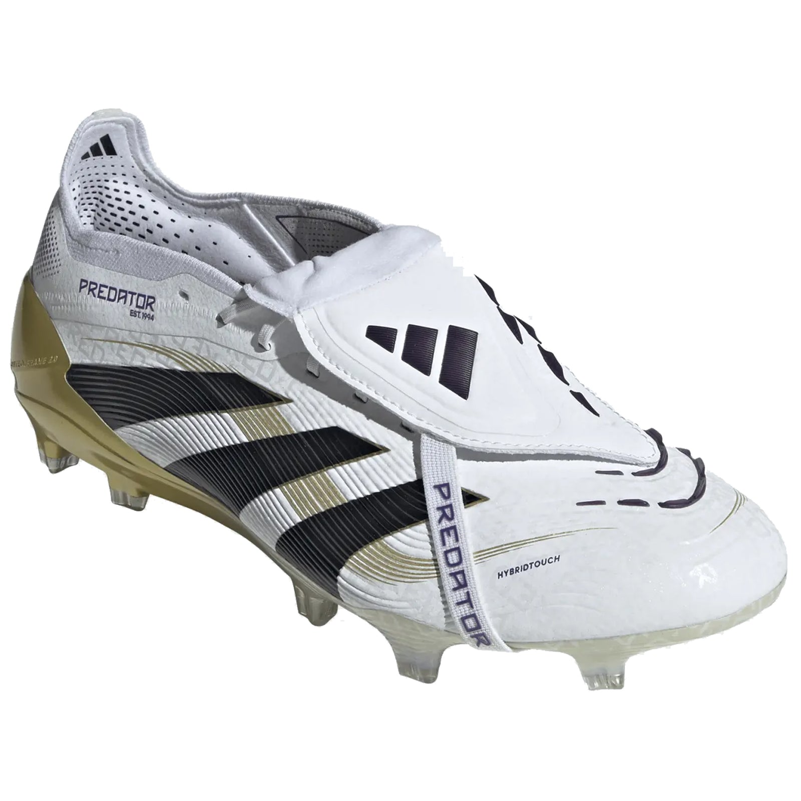 adidas Predator Elite FT Fold Tongue FG Soccer Cleats (White/Black/Metallic Gold)