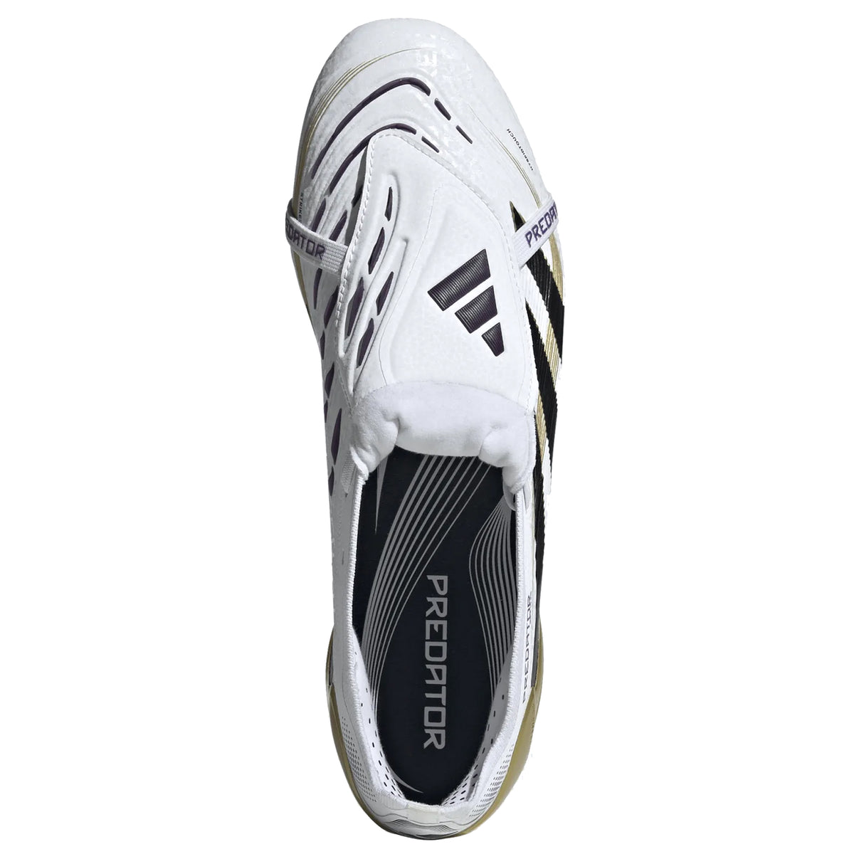 adidas Predator Elite FT Fold Tongue FG Soccer Cleats (White/Black/Metallic Gold)