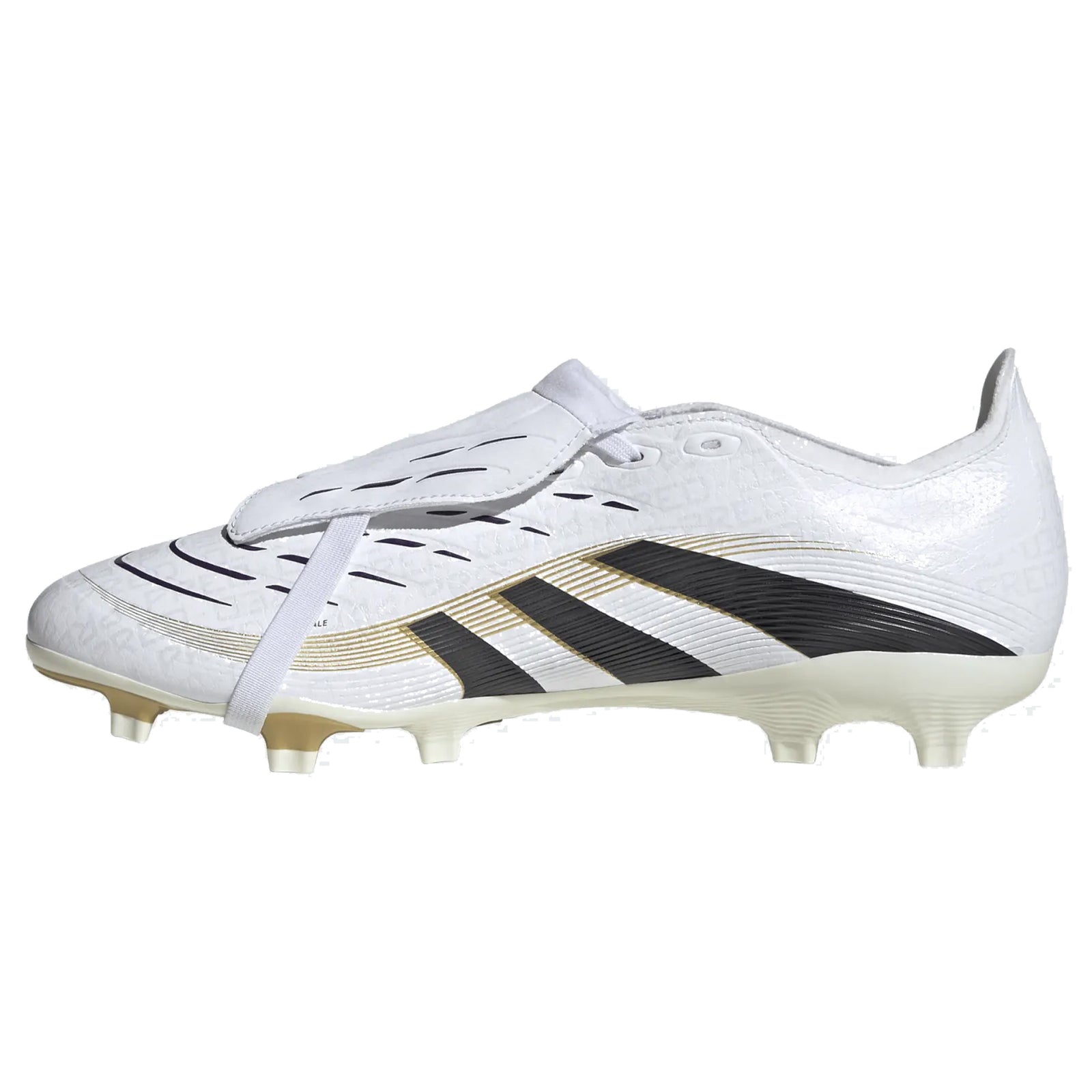 adidas Predator League FT Fold Tongue FG/MG Soccer Cleats (White/Black/Gold Metallic)