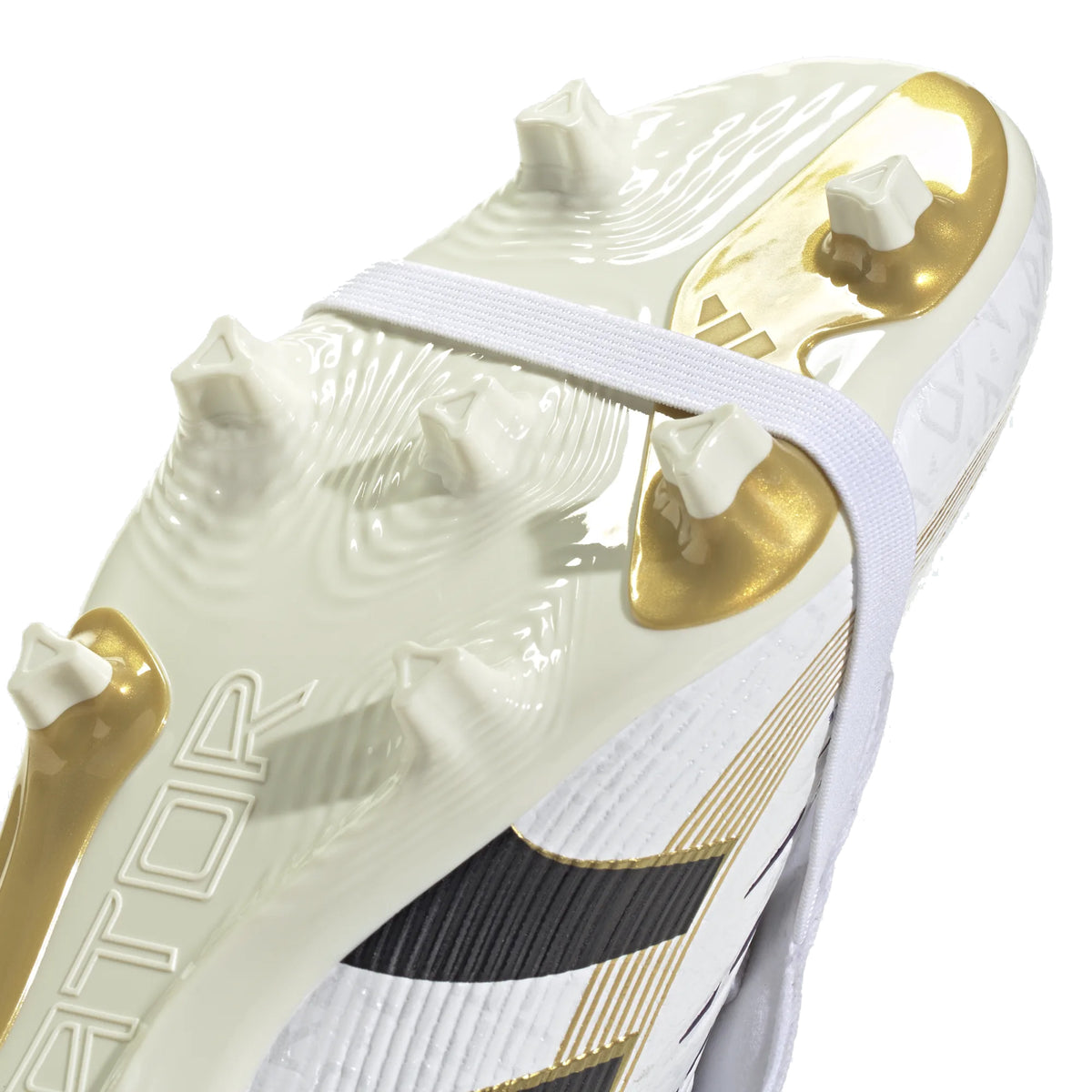adidas Predator League FT Fold Tongue FG/MG Soccer Cleats (White/Black/Gold Metallic)