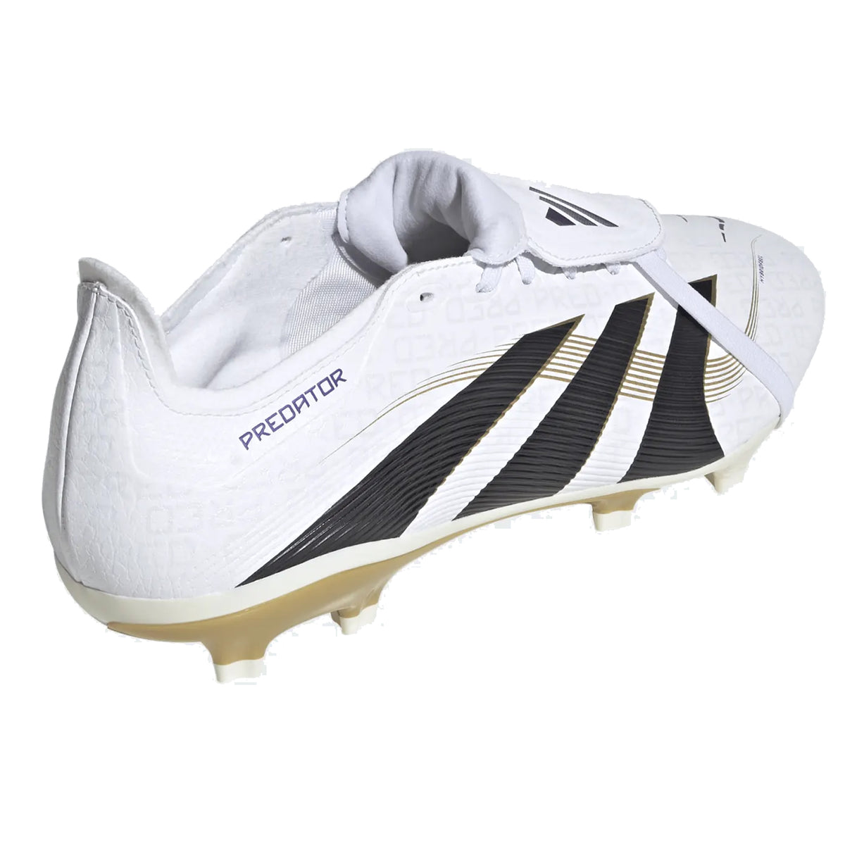 adidas Predator League FT Fold Tongue FG/MG Soccer Cleats (White/Black/Gold Metallic)