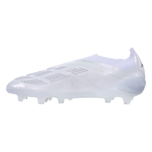 adidas Predator 24 Elite Laceless Firm Ground Soccer Cleats (White/Silver Metallic)