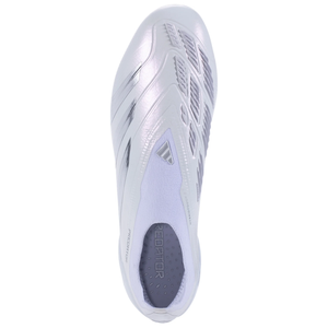 adidas Predator 24 Elite Laceless Firm Ground Soccer Cleats (White/Silver Metallic)