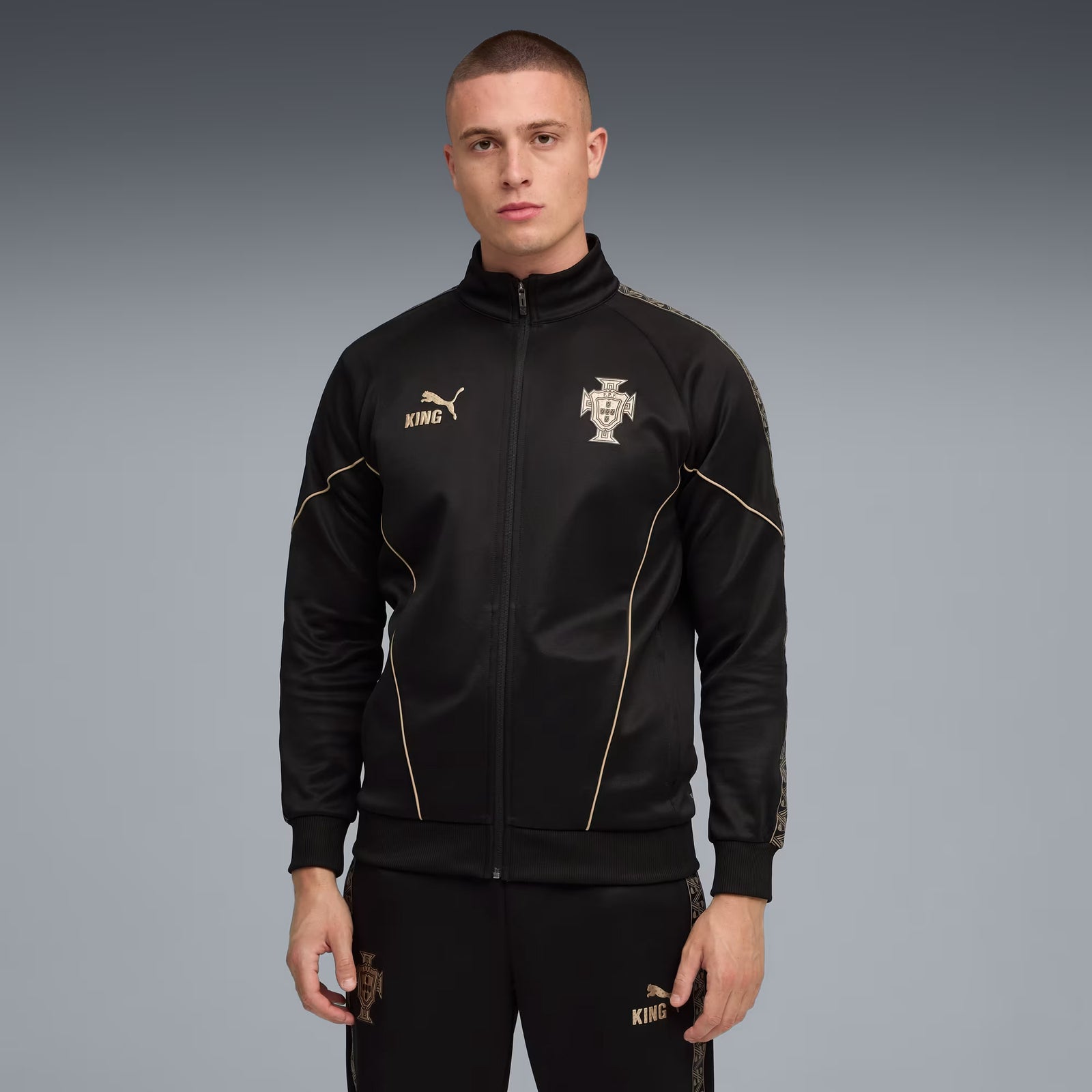PUMA Men's Portugal Special Edition King Anthem Jacket (Black/Gold)