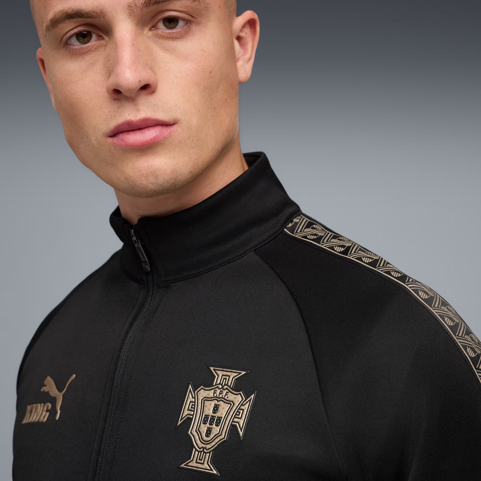 PUMA Men's Portugal Special Edition King Anthem Jacket (Black/Gold)