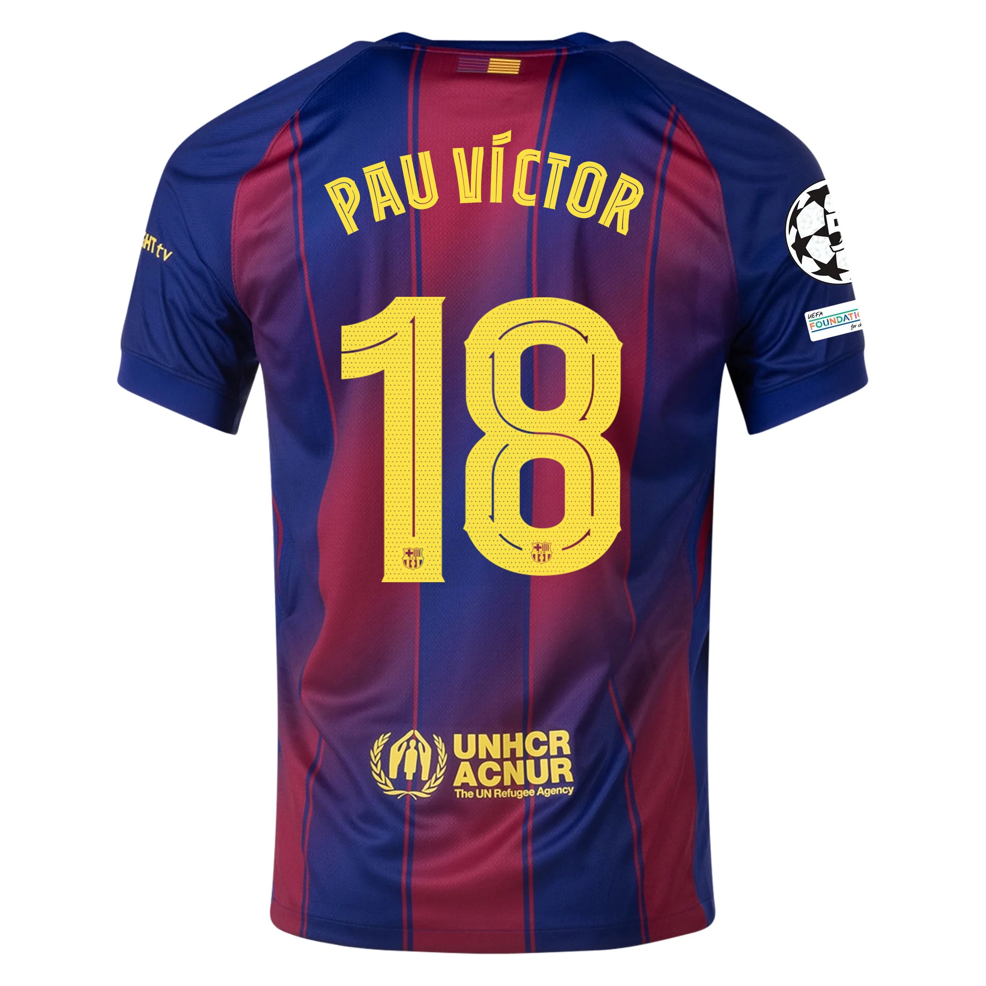 Nike Pau Victor FC Barcelona Home Jersey 25/26 w/ Champions League Patches (Deep Royal Blue/Midwest Gold)