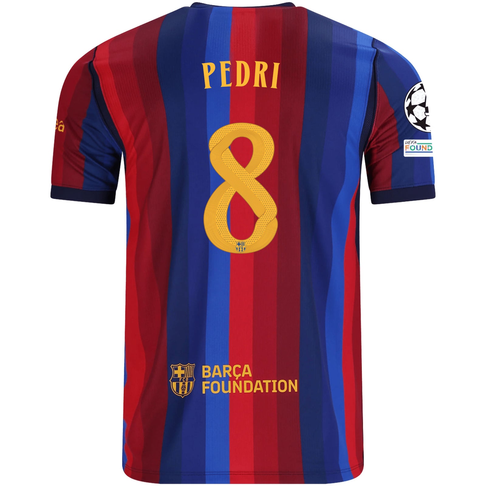Nike Mens FC Barcelona Pedro González Home Jersey w/ Champions League Patches 26/27 (Deep Garnet/Blue Void)