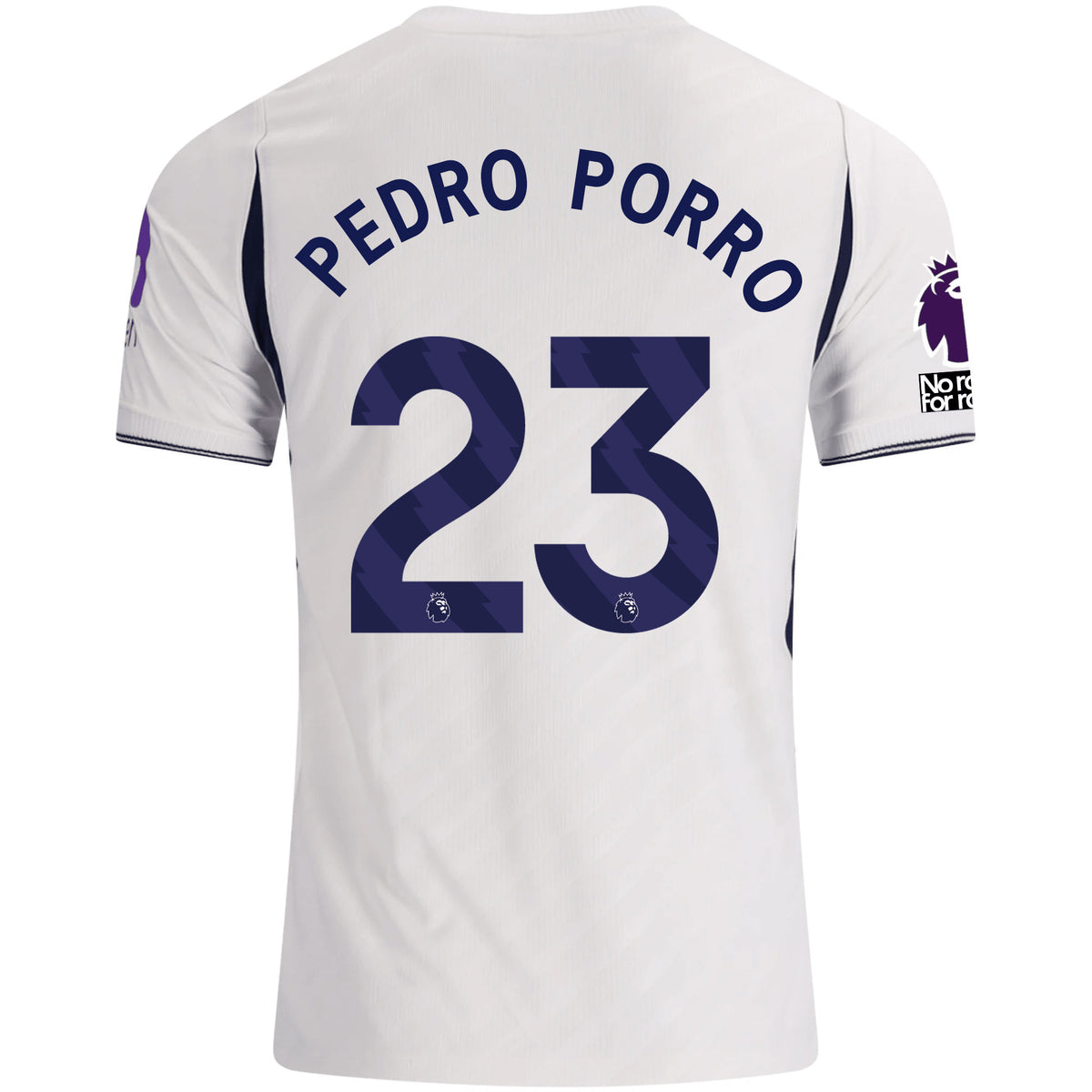 Nike Mens Tottenham Hotspur Pedro Porro Home Jersey w/ EPL + No Room For Racism 26/27 (White)