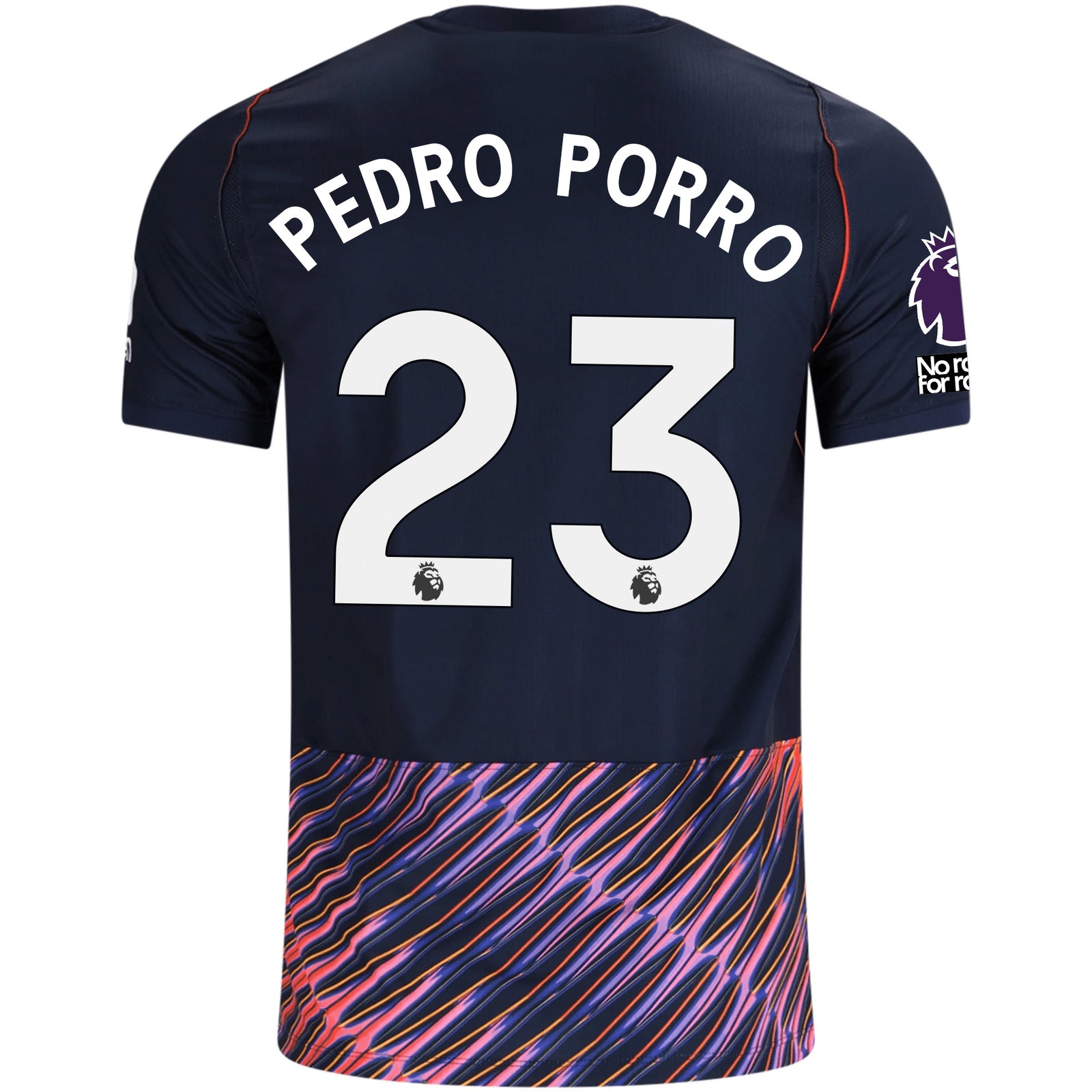 Nike Mens Tottenham Hotspur Pedro Porro Away Jersey w/ EPL + No Room For Racism Patches 26/27 (Obsidan/White)