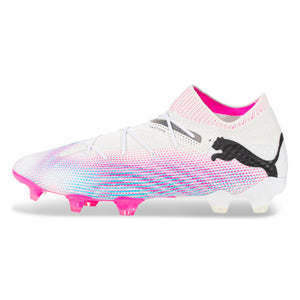 PUMA Future 7 Ultimate FG/AG Soccer Cleats (White/Black/Poison Pink)