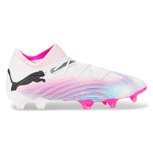 PUMA Future 7 Ultimate FG/AG Soccer Cleats (White/Black/Poison Pink)