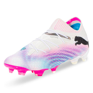 PUMA Future 7 Ultimate FG/AG Soccer Cleats (White/Black/Poison Pink)