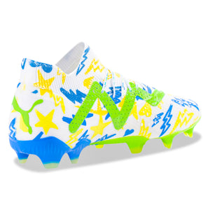 Puma Future Ultimate X Neymar Jr FG/AG Soccer Cleats (Puma White/Racing Blue/Parakeet Green)