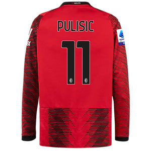 Puma AC Milan Christian Pulisic Long Sleeve Home Jersey w/ Serie A Patch 23/24 (Red/Puma Black)
